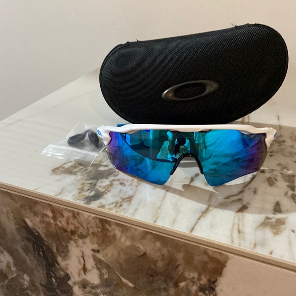 Oakley Radar Ev Path Blue and White Sunglasses with Case
